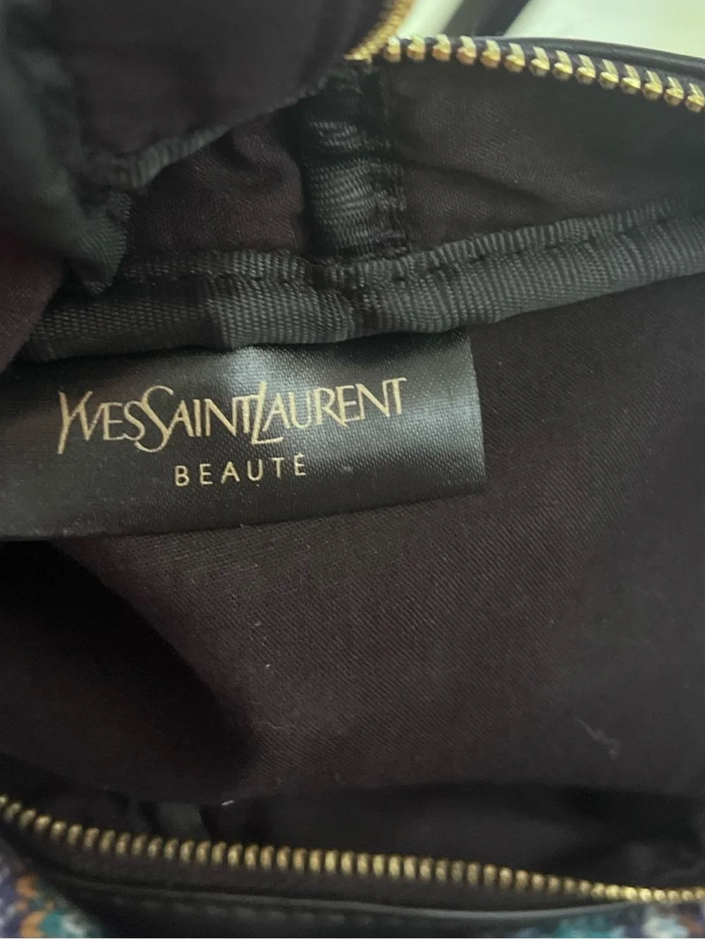 Yves Saint Laurent Black Leather Toiletry Pouch with Silver Accents
